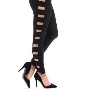 Cropped Skinny Jeans with Cut Out Sides